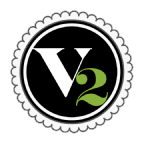 V2 Heart-Crafted Cosmetics brand logo for v2froma2.com